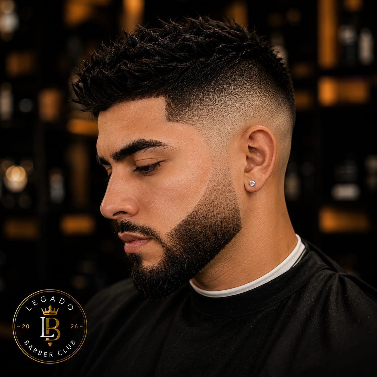 Fade con barba perfilada